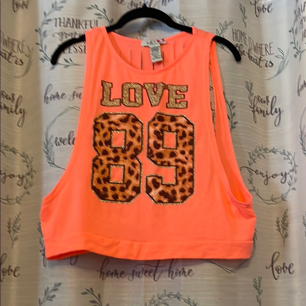 Love 89 Neon Orange Crop Top -        New w/o Tags
